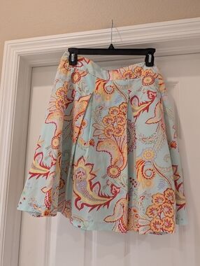 J. McLaughlin Silk Floral Pleated A-Line Skirt Size 6